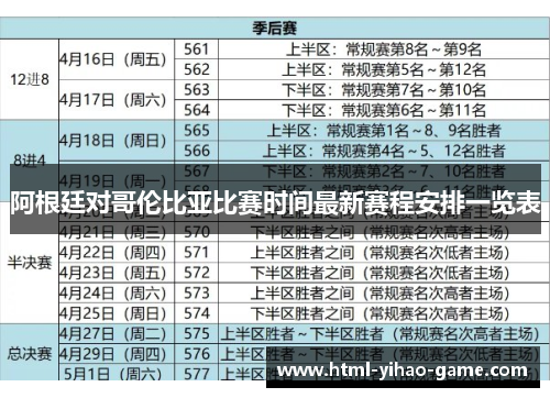阿根廷对哥伦比亚比赛时间最新赛程安排一览表